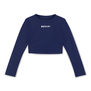 Navy Aspire Long Sleeve Crop Top