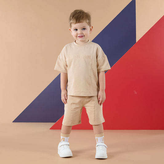 Beige Porter Shorts Set